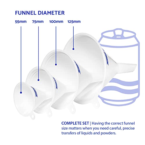 4pc Funnel Nesting Set in BPA Free Plastic for Kitchen Cooking (4 Count)