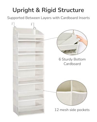 2 Pack Over The Door Organizer with 6 Large Pockets 12 Side Pockets (Ivory / 2 Pack)