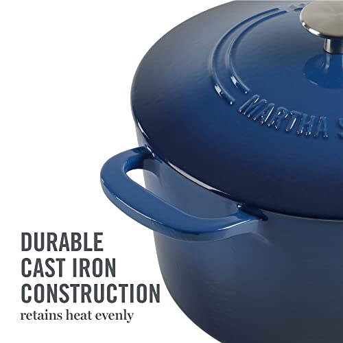 Gatwick 7 Quart Enamel Cast Iron Dutch Oven Pot with Lid (Classic Blue / 7-Quart)