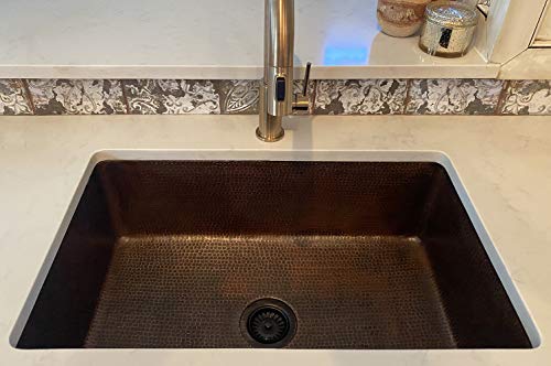 KSDB30199 30 Inch Hammered Copper Kitchen Single Basin Sink (30" x 19" x 9")