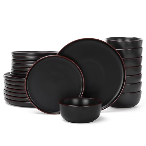 Mercury 24 Piece Stoneware Dinnerware Set (Matte Black / Service for 8 (Standard Dinner Set))