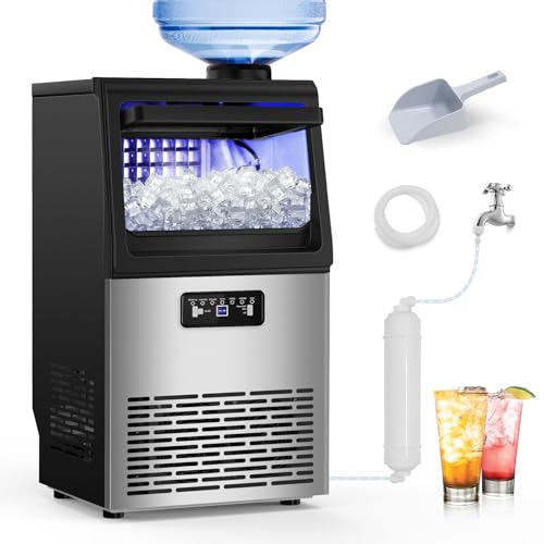 Commercial Ice Maker Machine with 20 Storage Bin (100Lbs/24H-Silver2)