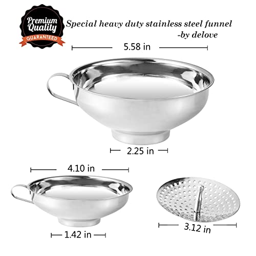 Canning Funnel with Strainer for Wide and Regular Mason Jars (3 Count)