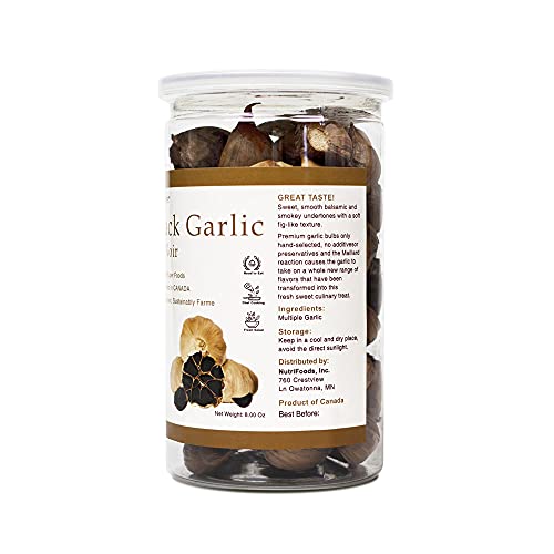 Canada Black Garlic Fermented for 90 Days 100% Natural Multi Clove Garlic Hand Selected in CANADA (8 Ounce (Pack of 1))