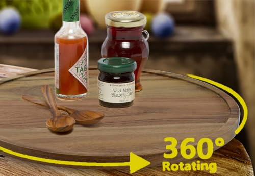 11" Acacia Wood Lazy Susan Organizer Kitchen Turntable for Cabinet Pantry Table Organization