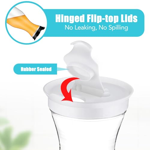 24 Pcs Plastic Water Carafe with Lid 32 Oz Clear (White, Black Cap)