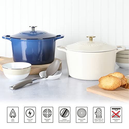 Gatwick 7 Quart Enamel Cast Iron Dutch Oven Pot with Lid (Classic Blue / 7-Quart)