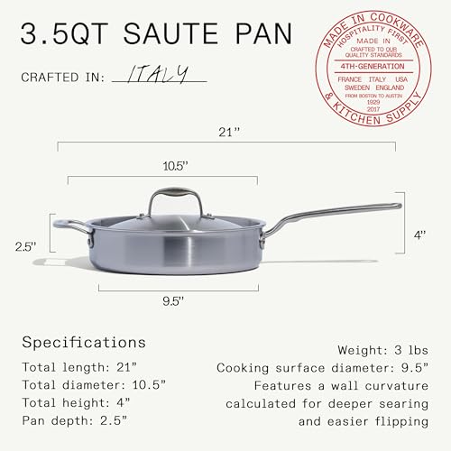 Cookware 3.5 Quart Stainless Steel Saute Pan (3.5 QT)