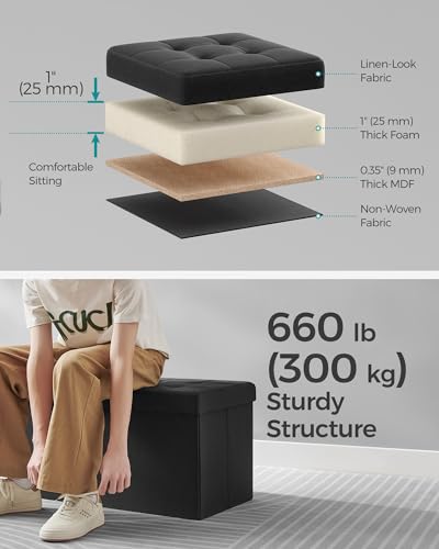 30 Inches Storage Ottoman (Ink Black / 15"D x 30"W x 15"H (with Flipping Lid))