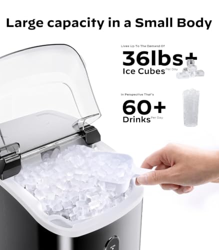 Nugget Ice Maker Countertop (Black-transparent / 36lbs)