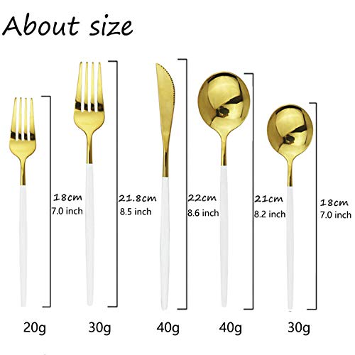 30 Piece Stainless Steel Satin Finish Flatware Set (Service for 6 / White Gold)