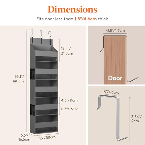2 Pack Over the Door Organizer 5 Section Hanging Storage