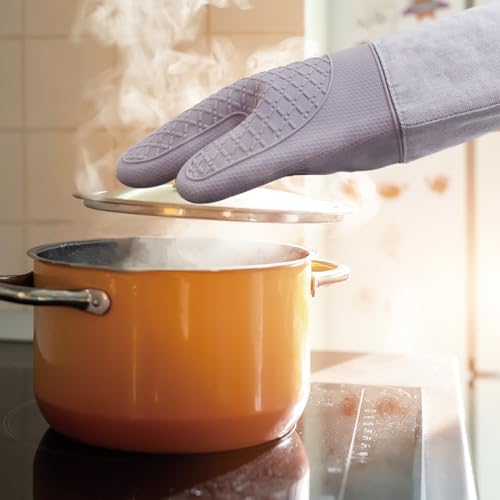 Professional Microwave Silicone Oven Mitts one Pair (Oven mitts / Purple)