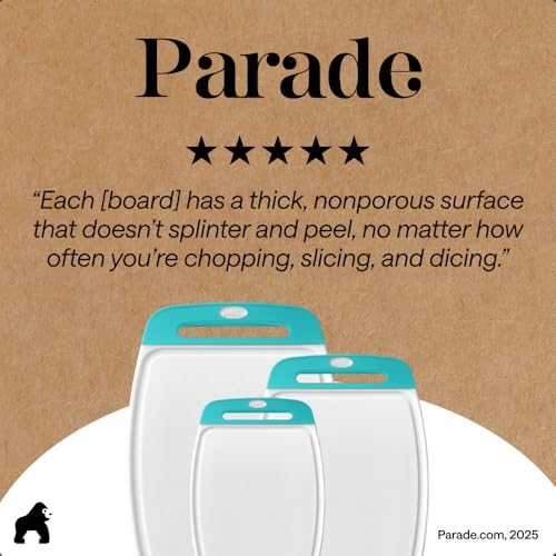 BPA Free Reversible Kitchen Cutting Board (Turquoise/White / Large (Pack of 3))