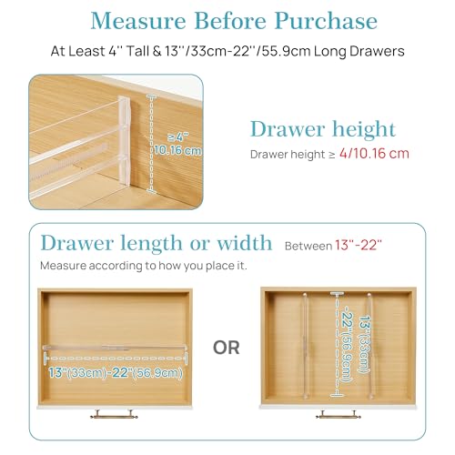 4" High Drawer Dividers for Clothes (4" H,13-22" L)