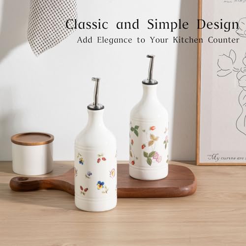 Sweejar Ceramic Olive Oil Dispenser Bottle for Kitchen (15.5 oz, Set of 1 / Strawberry)