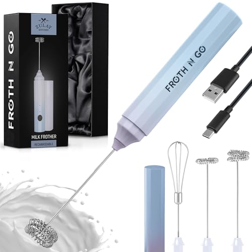 Zulay Froth N Go Milk Frother (Dove Cloud / Rechargeable Frother)