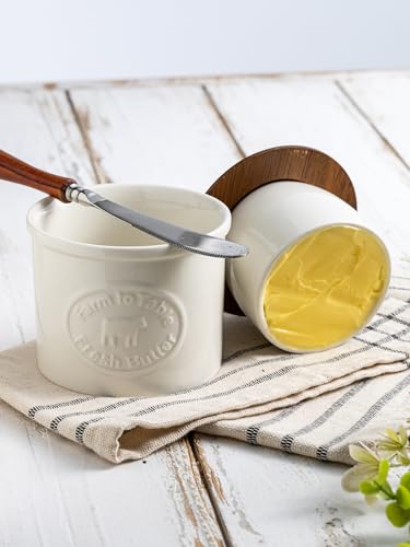 Cow Butter Crock with Lid for Countertop (White / Cow-3.94"dia)