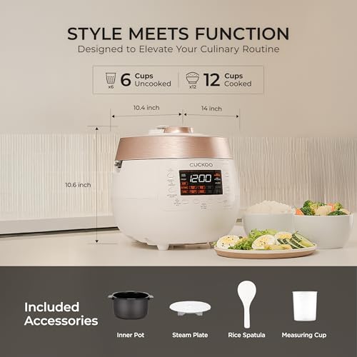 CRP RT0609FW 6 cup Twin Pressure Plate Rice Cooker & Warmer with High Heat (White)