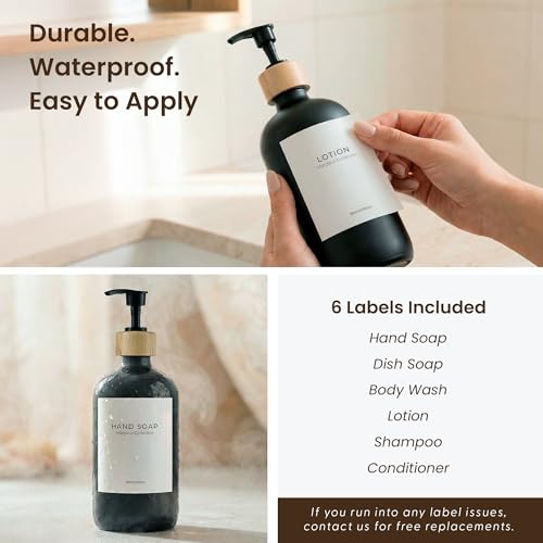 Glass Dish Soap Dispenser for Kitchen Set of 2 (Black Bottles/Black Bamboo Pumps)