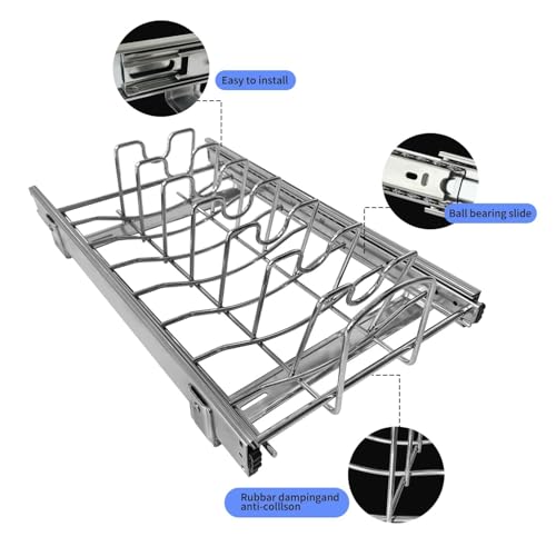 Slide Out Pan and Pot Lid Organizer For Under Cabinet (Pot lid organizer)