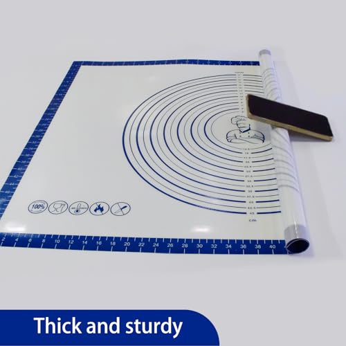 Pastry Dough Mat Silicone Baking Mats for Rolling Out Dough (Blue / 24"L x 32"W)