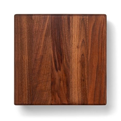Block WAL B9S Square Walnut Wood Edge Grain Cutting Board with Feet (9"L x 9"W / Walnut with Wood Feet)