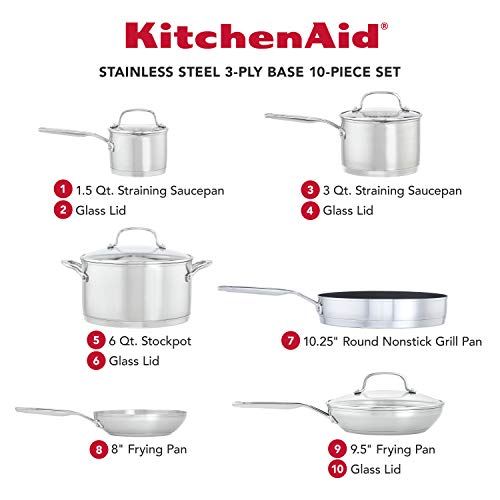 Stainless Steel Cookware Induction Pots and Pans Set (10 Piece Cookware Set)