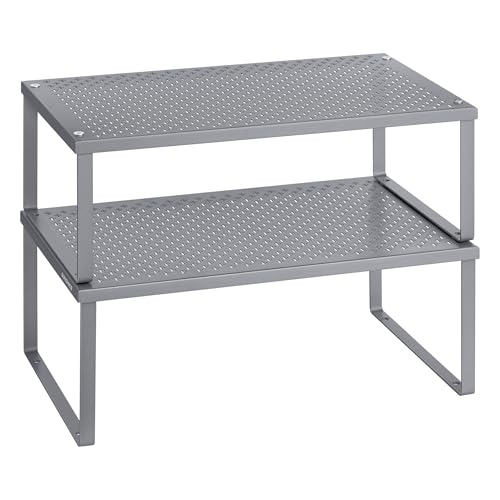 Set of 2 Metal Spice Racks (Silver / 2 Tiers (9"D x 15.7"W))