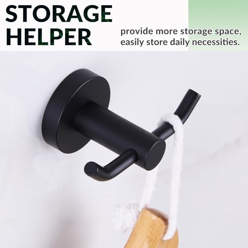 Matte Black Double Towel Hook for Bathroom