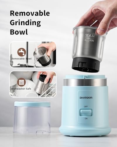 Quiet Coffee Grinder Electric (Blue / 1 BOWL)