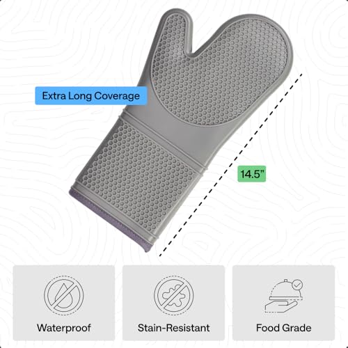 Silicone Oven Mitts (Gray / 14.5" Oven Mitts)