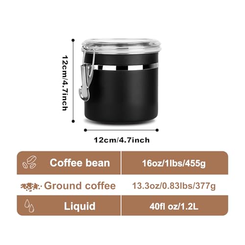 Stainless Steel Food Container with Clear Lids Airtight Storage Container Stackable Small Canisters Kitchen Pantry Storage for Cereal (Black)