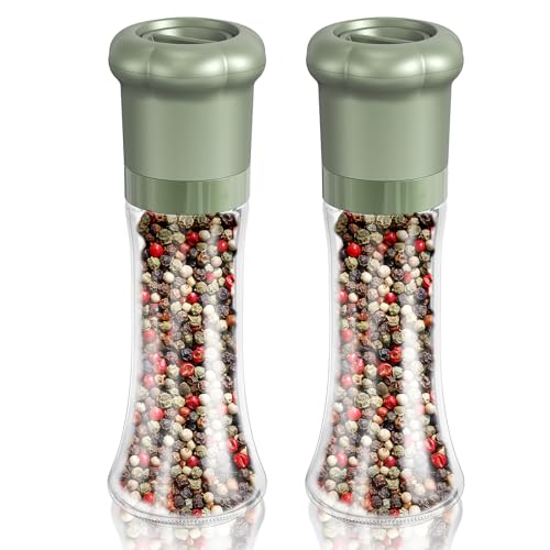 Manual Salt and Pepper Grinder Set For Professional Chef (Tall Set - Green)