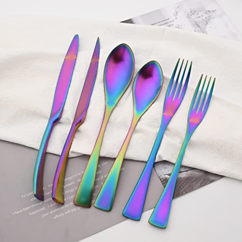 Luxury 18 10 Stainless Steel Matte Rainbow Colorful Flatware Set (1 / Rainbow)