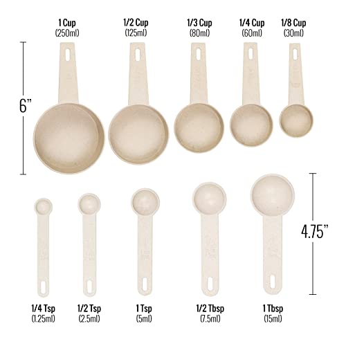 Cream Wheat Straw 10PC Measuring Cups Spoons Set
