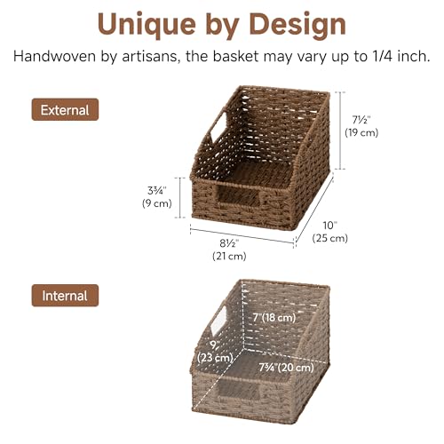 Wicker Baskets for Organizing (Dark Brown(Paper Rope) / 2x 8½"L x 10"W x 7½"H)