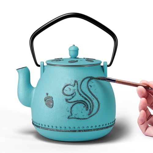 Teapot with Removable Infuser (1 Quarts / Blue Squirrel)