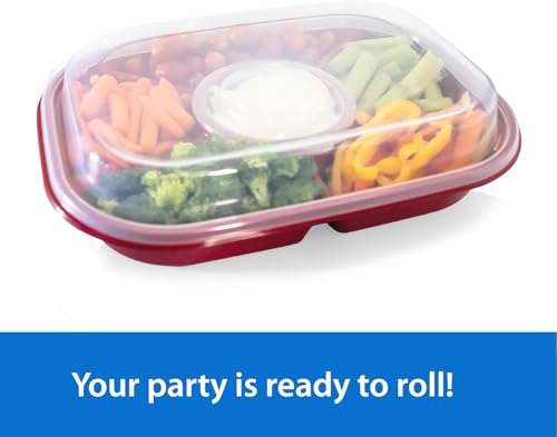 Red Jumbo Divided Serving Tray (Red)