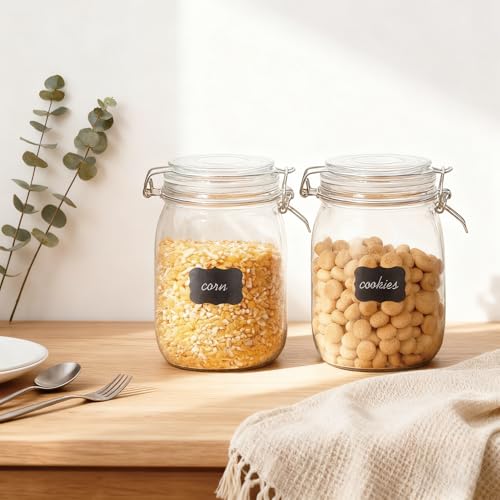 32oz Set of 4 Glass Kitchen Storage Canister Mason Jars with Lids (32oz*4-round)