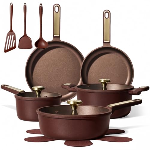 Cookware Sets (Red / 16 Piece)