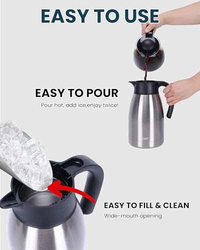 51Oz Stainless Steel Thermal Coffee Carafe with Lid (Silver / 50.7 Ounces)