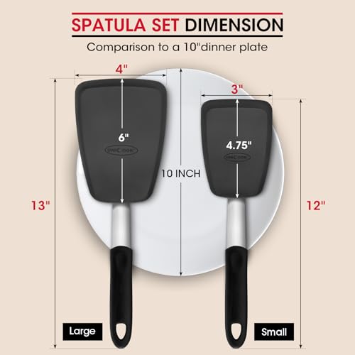 2 Piece Silicone Spatula Turner Set for Everyday Cooking (2 Pack)