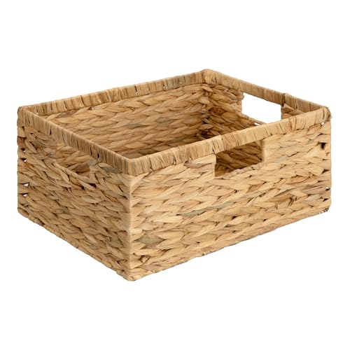 Wicker Baskets with Handles (Natural (Water Hyacinth) / 15"L x 11"W x 6¾"H)