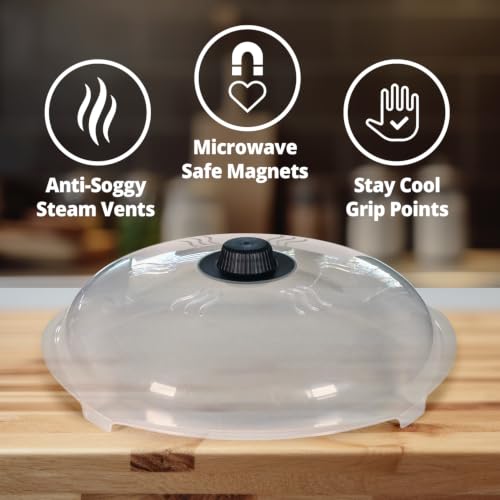 Tall Magnetic Microwave Splatter Cover for Food (Super Magnet Black)