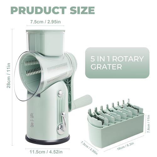 Rotary Cheese Grater 5 Blades Mandoline Slicer for Vegetable