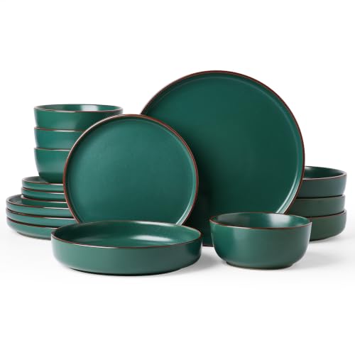 Mercury 16 Piece Dinnerware Set with Pasta Bowls (Dark Green / Service for 4 (Include Pasta Bowls))