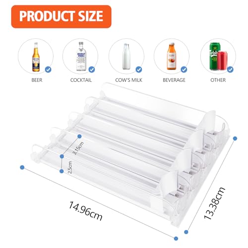 Stackable Soda Can Organizer for Refrigerator (4 Row)