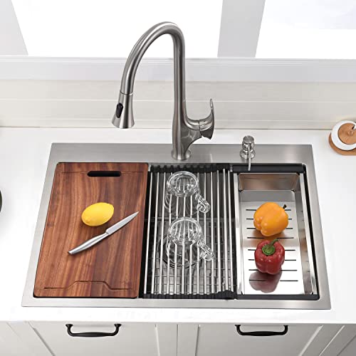30 Inch Drop In Kitchen Sink Workstation (30"x 18" x 10" / Stainless Steel)