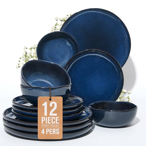 Stoneware Dinnerware Sets for 4 (Starry Blue / Set (12pcs))